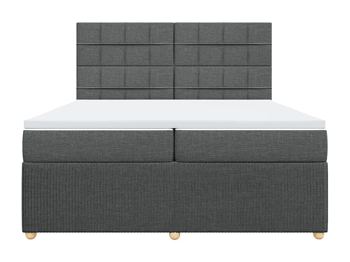 Sommier à lattes de lit avec matelas Gris foncé 200x200cm Tissu