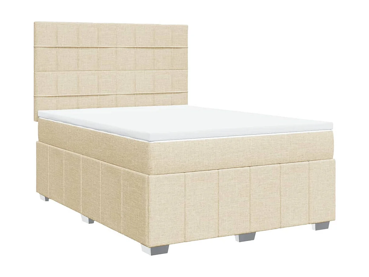 Cama com molas/colchão 140x200 cm tecido cor creme