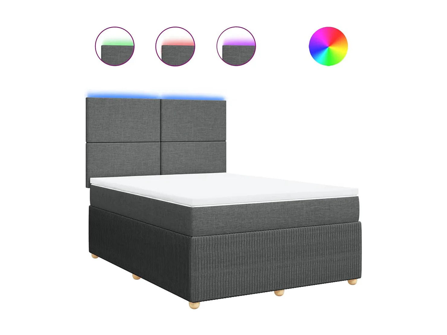 Boxspring met matras stof donkergrijs 140x190 cm