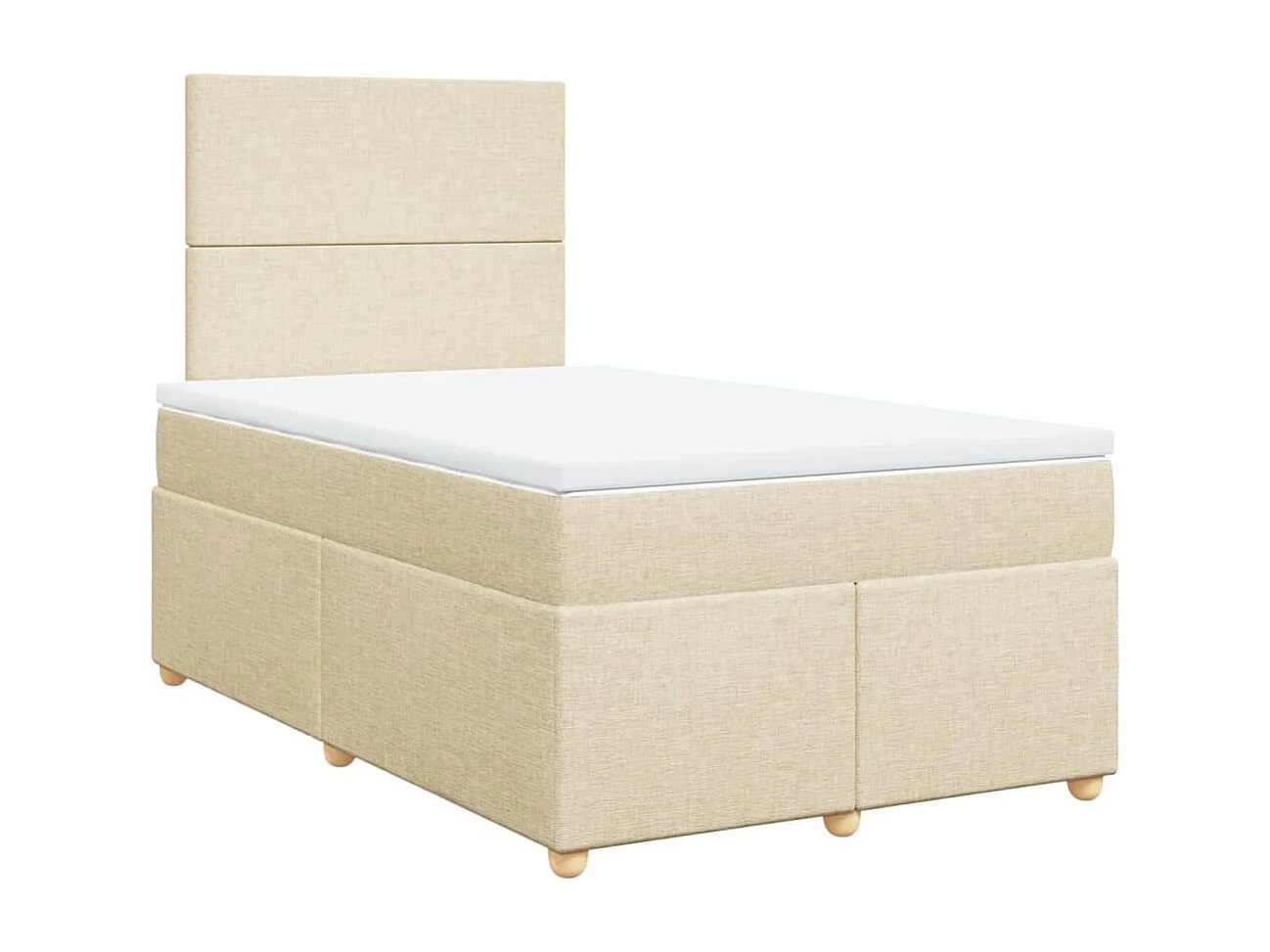 Cama box spring con colchón tela color crema 120x190 cm