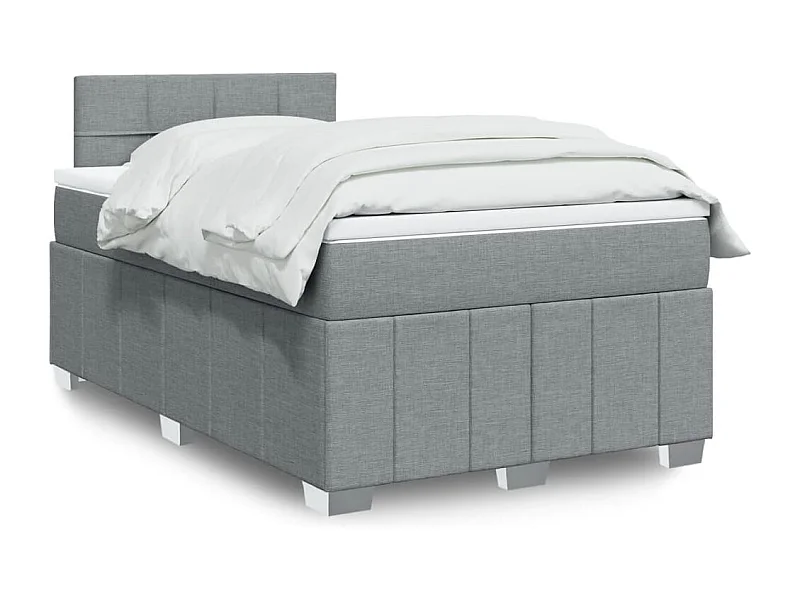 Cama box spring con colchón tela gris claro 120x190 cm