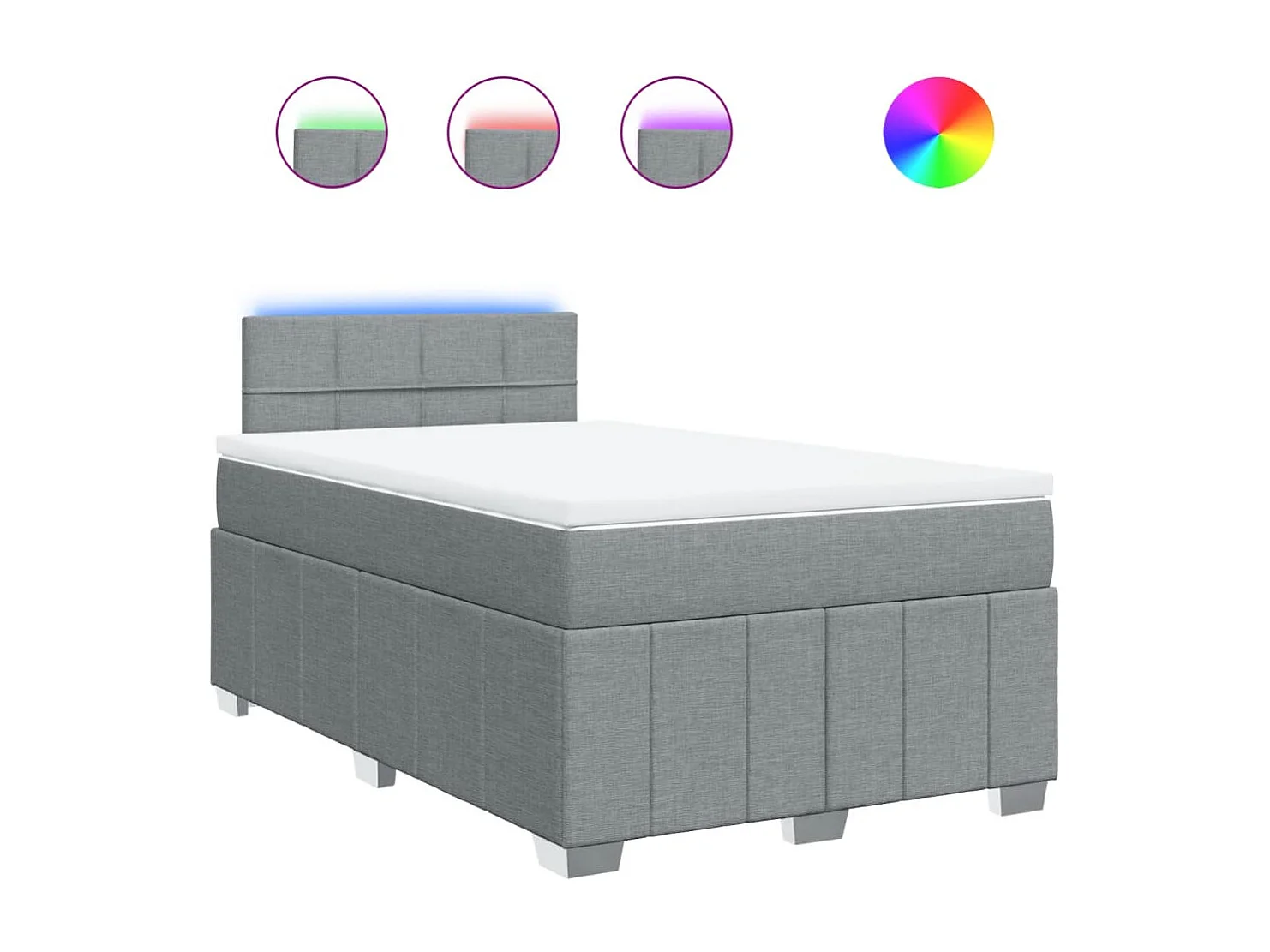 Cama box spring con colchón tela gris claro 120x190 cm