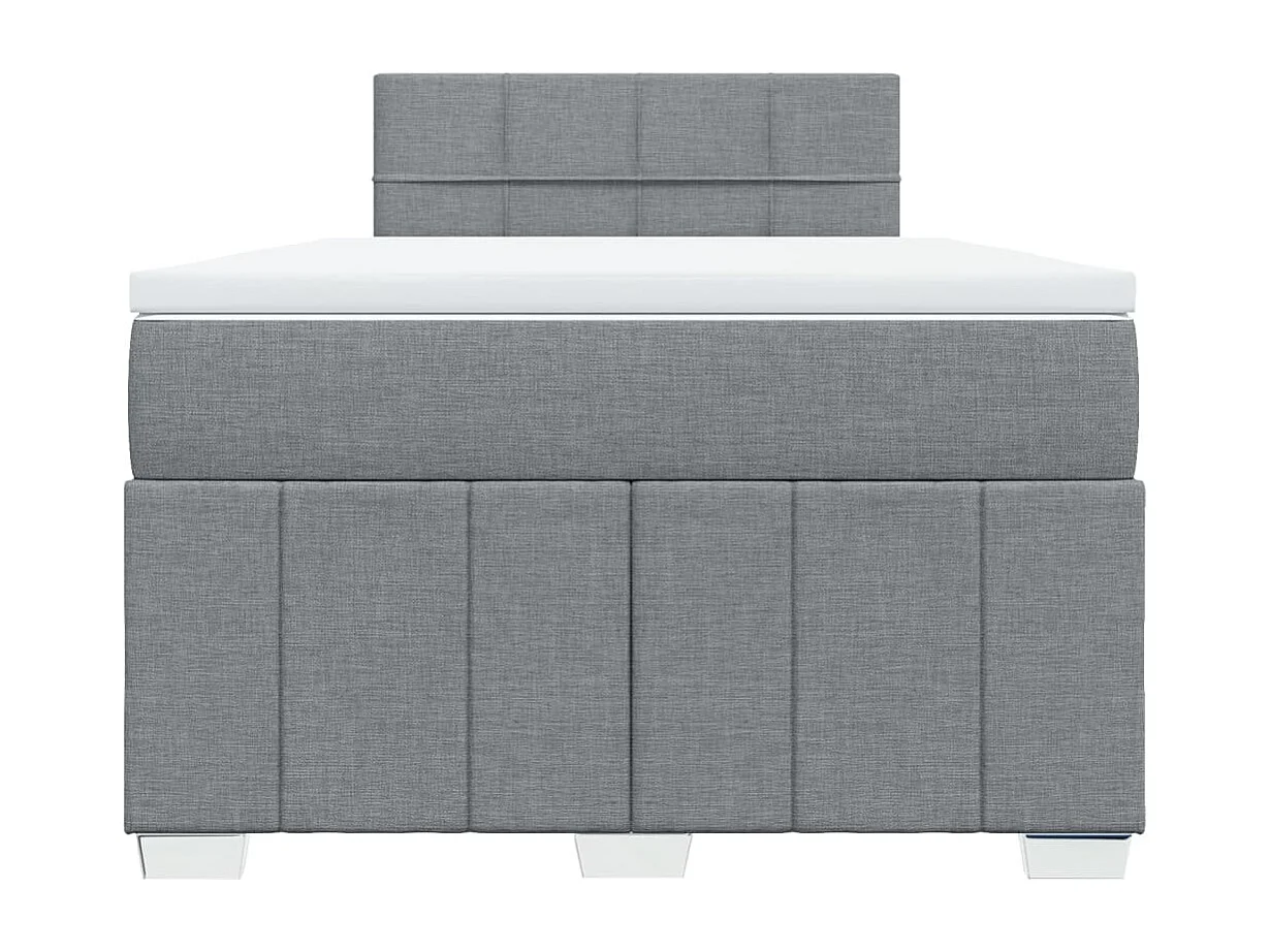Cama box spring con colchón tela gris claro 120x190 cm