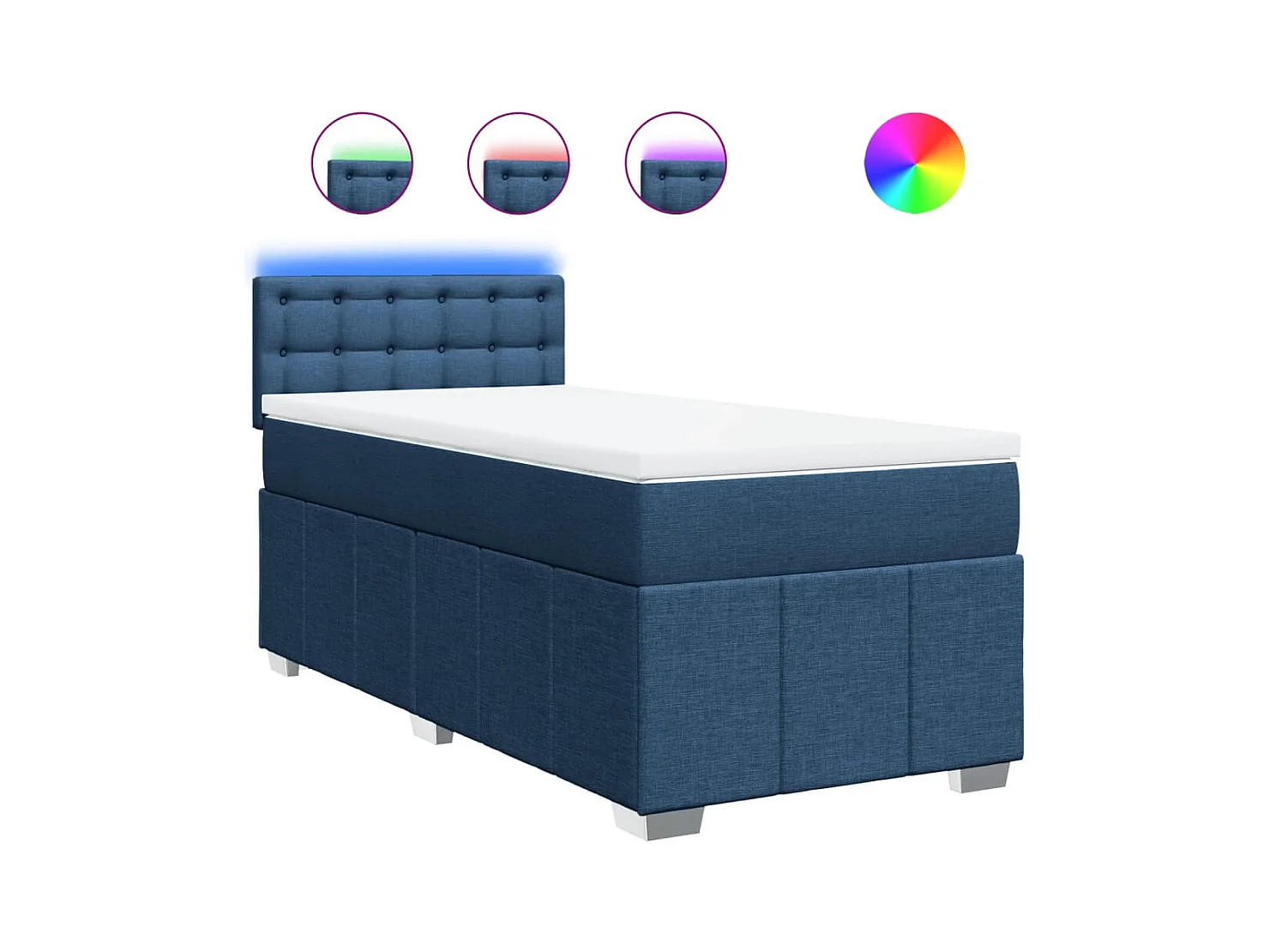 Cama com molas/colchão 80x200 cm tecido azul