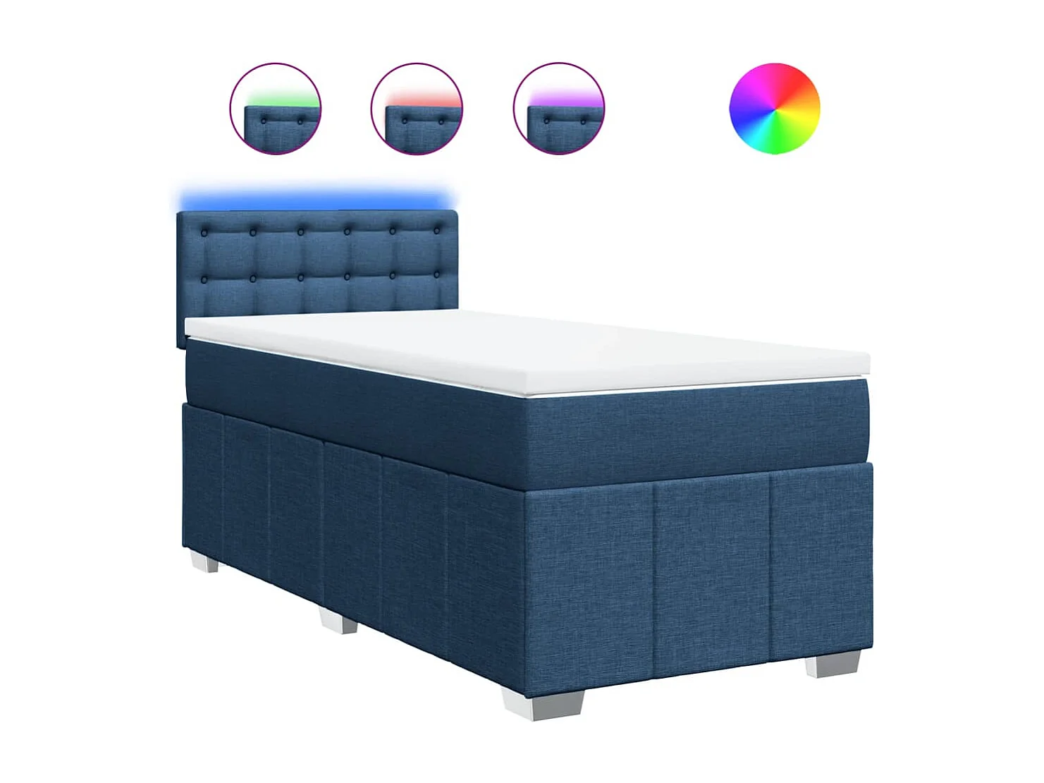 Sommier à lattes de lit avec matelas Bleu 80x200 cm Tissu