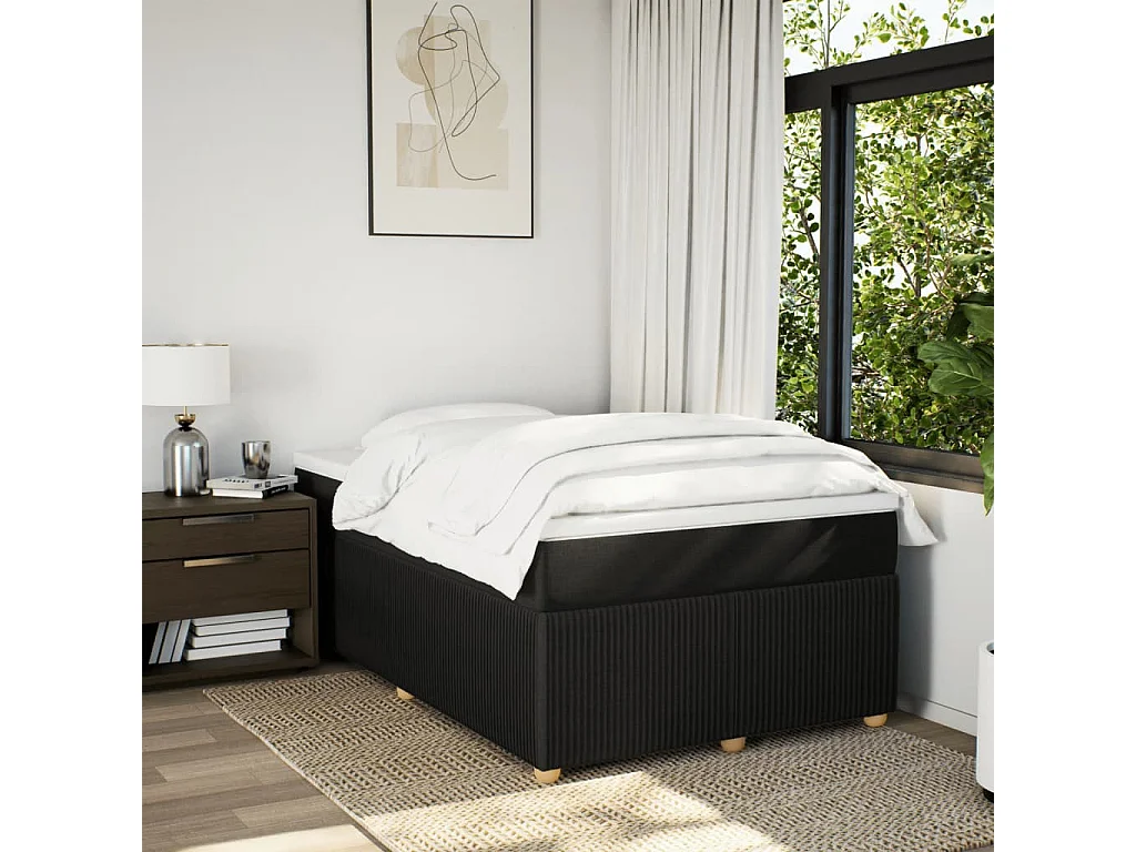 Boxspring met matras stof zwart 120x200 cm