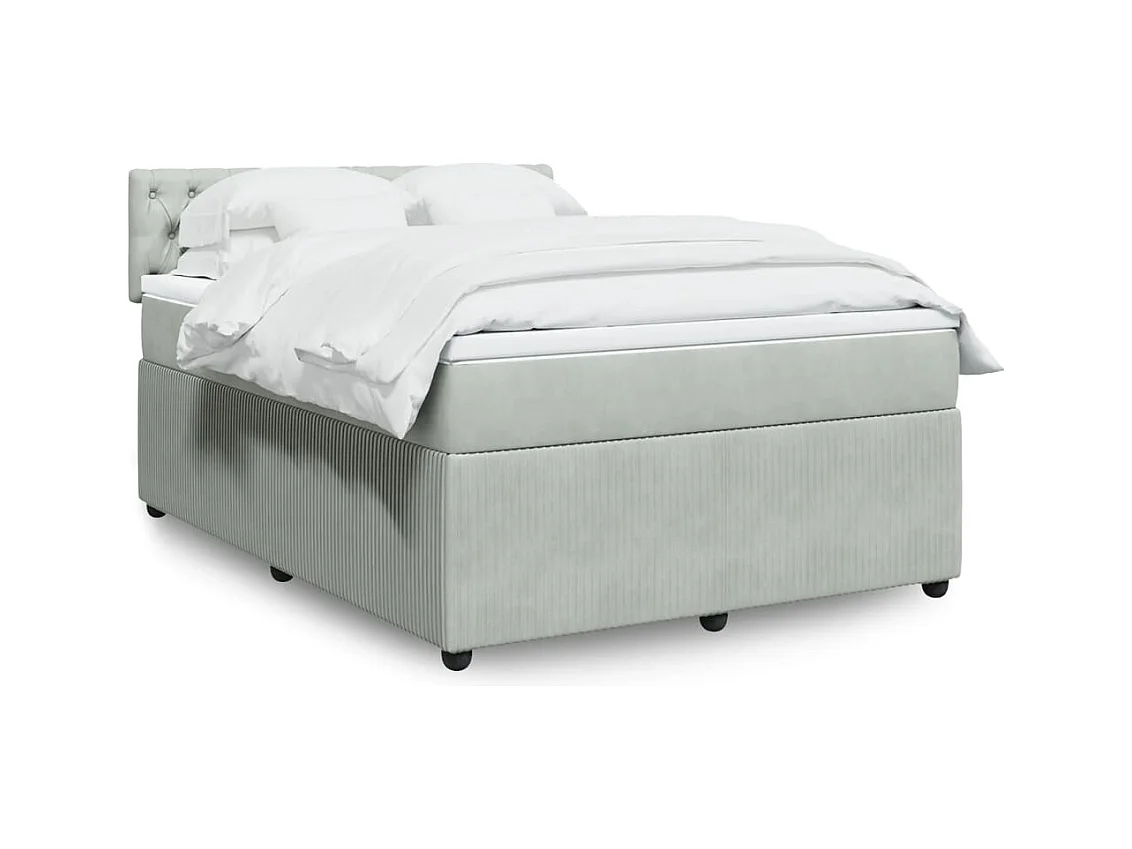 Sommier à lattes de lit et matelas Gris clair 160x200cm Velours