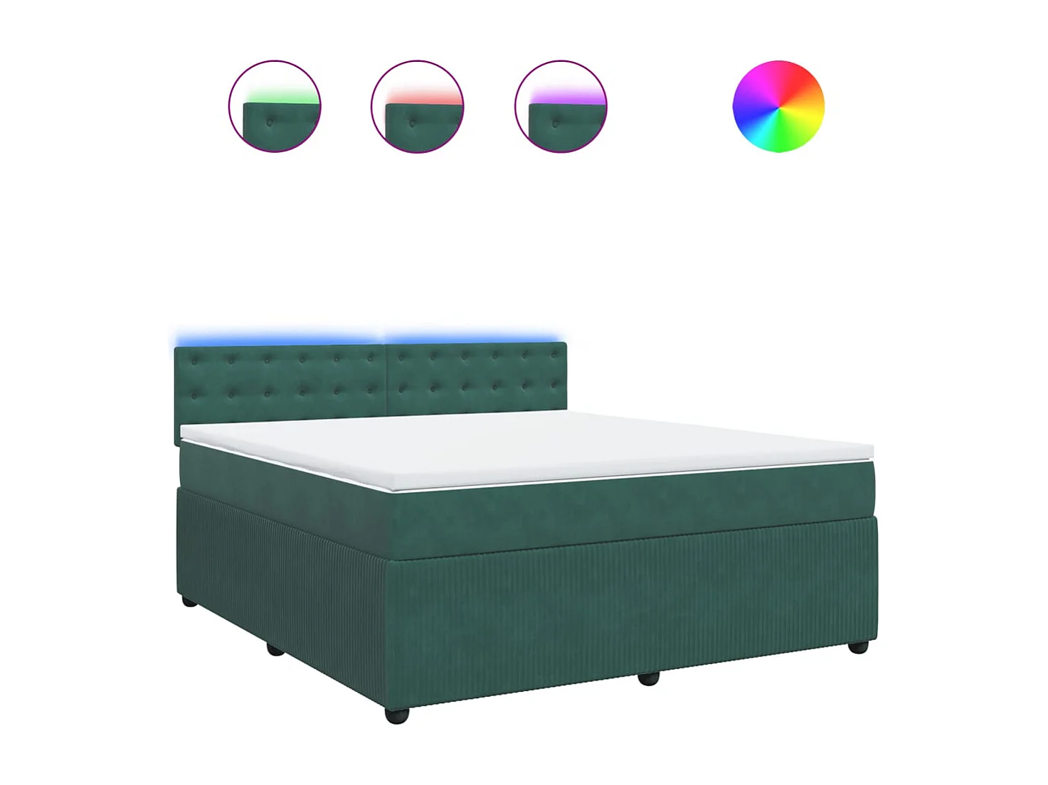 Cama box spring con colchón terciopelo verde oscuro 180x200 cm