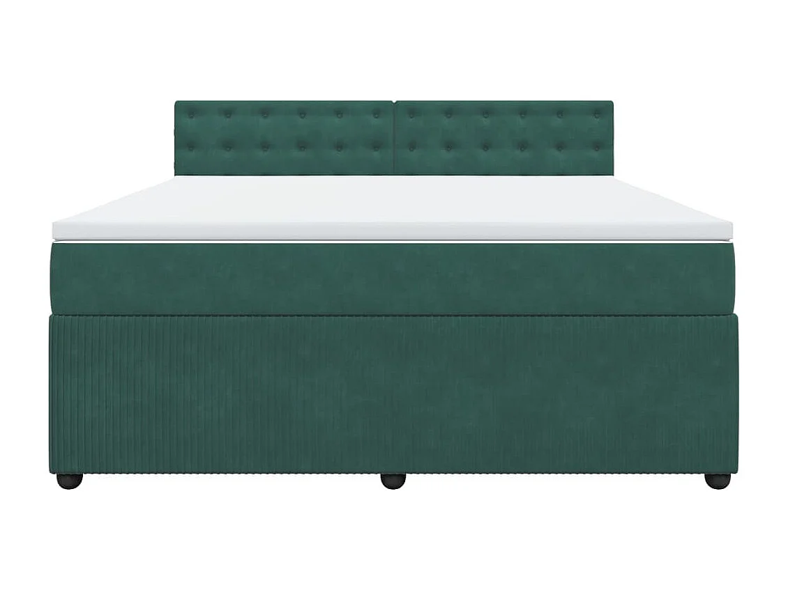 Cama box spring con colchón terciopelo verde oscuro 180x200 cm