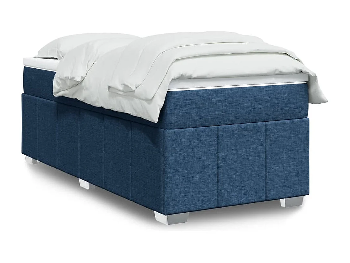 Sommier à lattes de lit avec matelas Bleu 100x200 cm Tissu