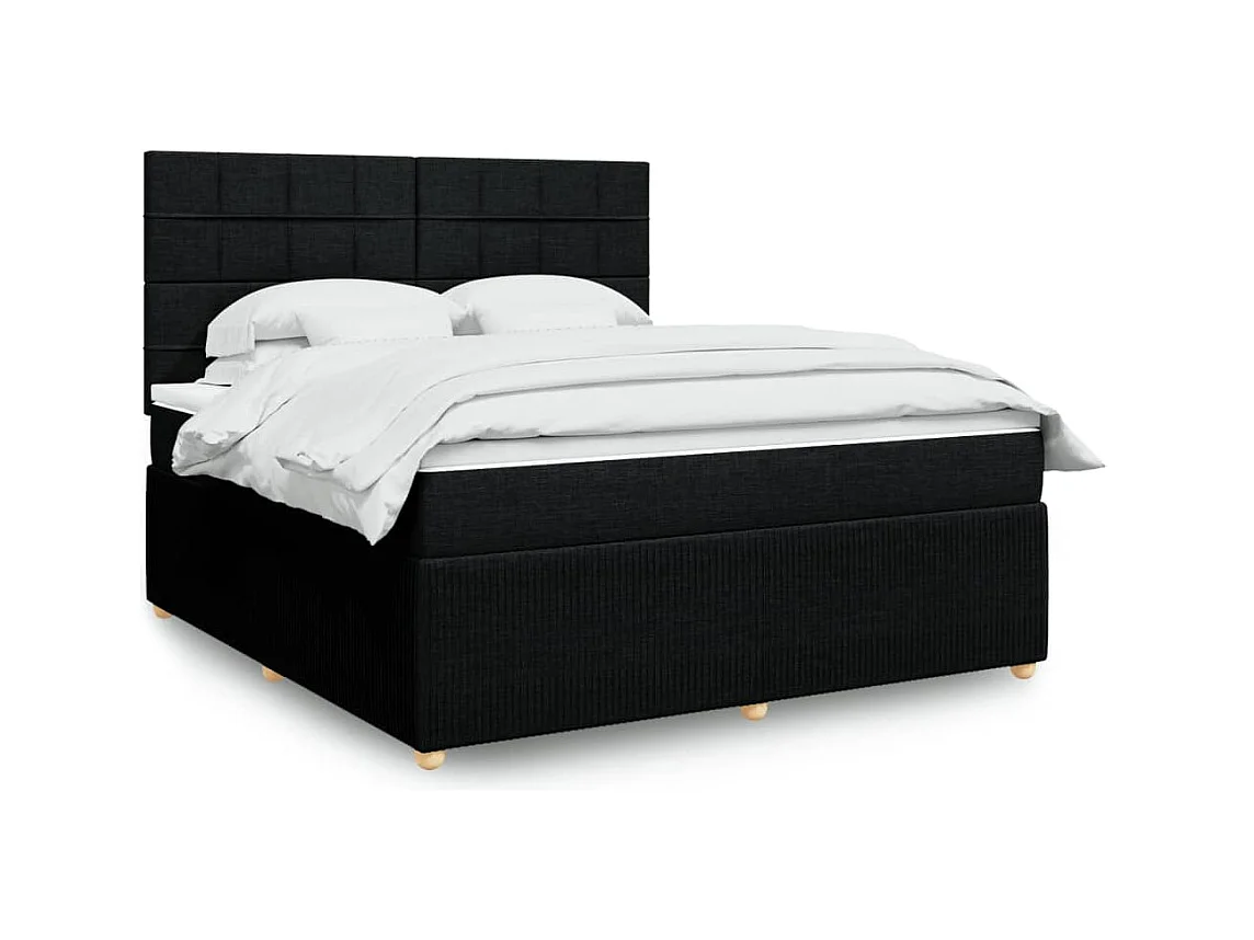 Sommier à lattes de lit avec matelas Noir 180x200 cm Tissu