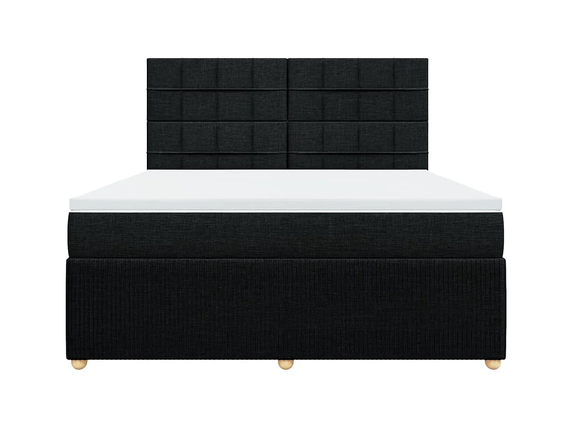 Sommier à lattes de lit avec matelas Noir 180x200 cm Tissu