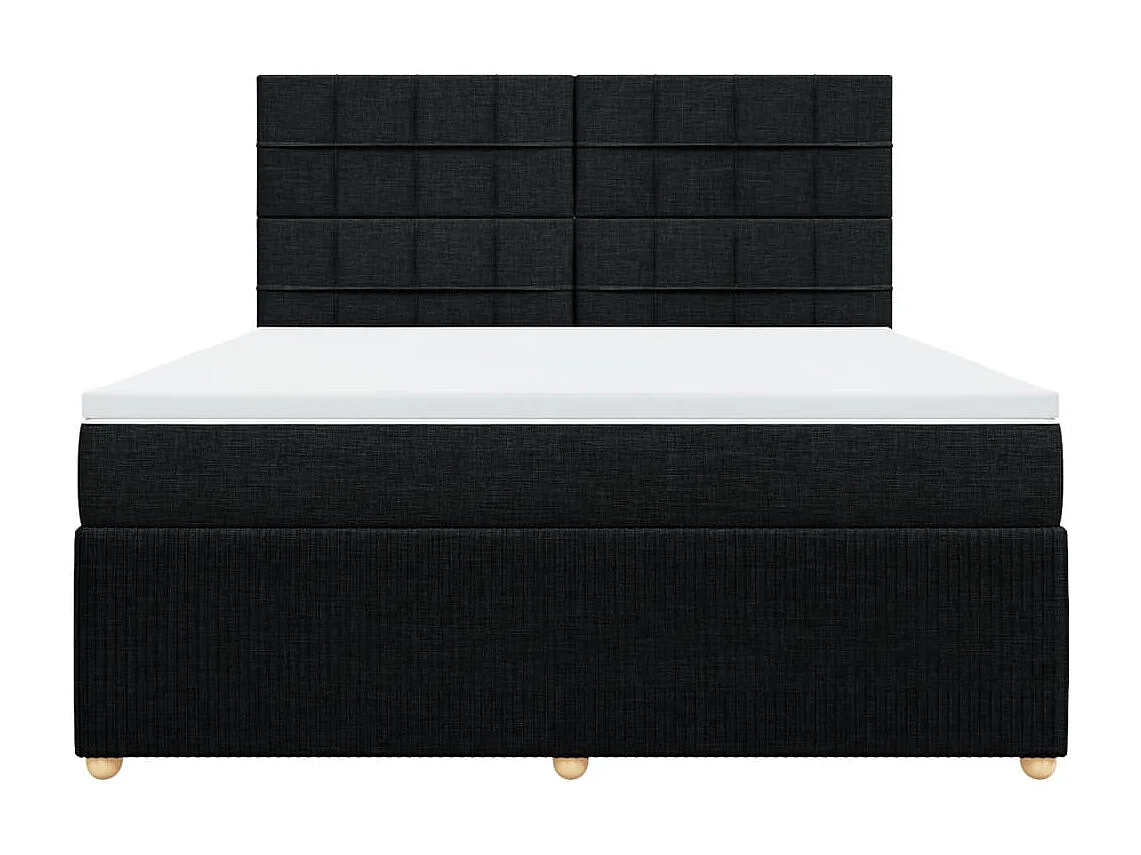 Sommier à lattes de lit avec matelas Noir 180x200 cm Tissu