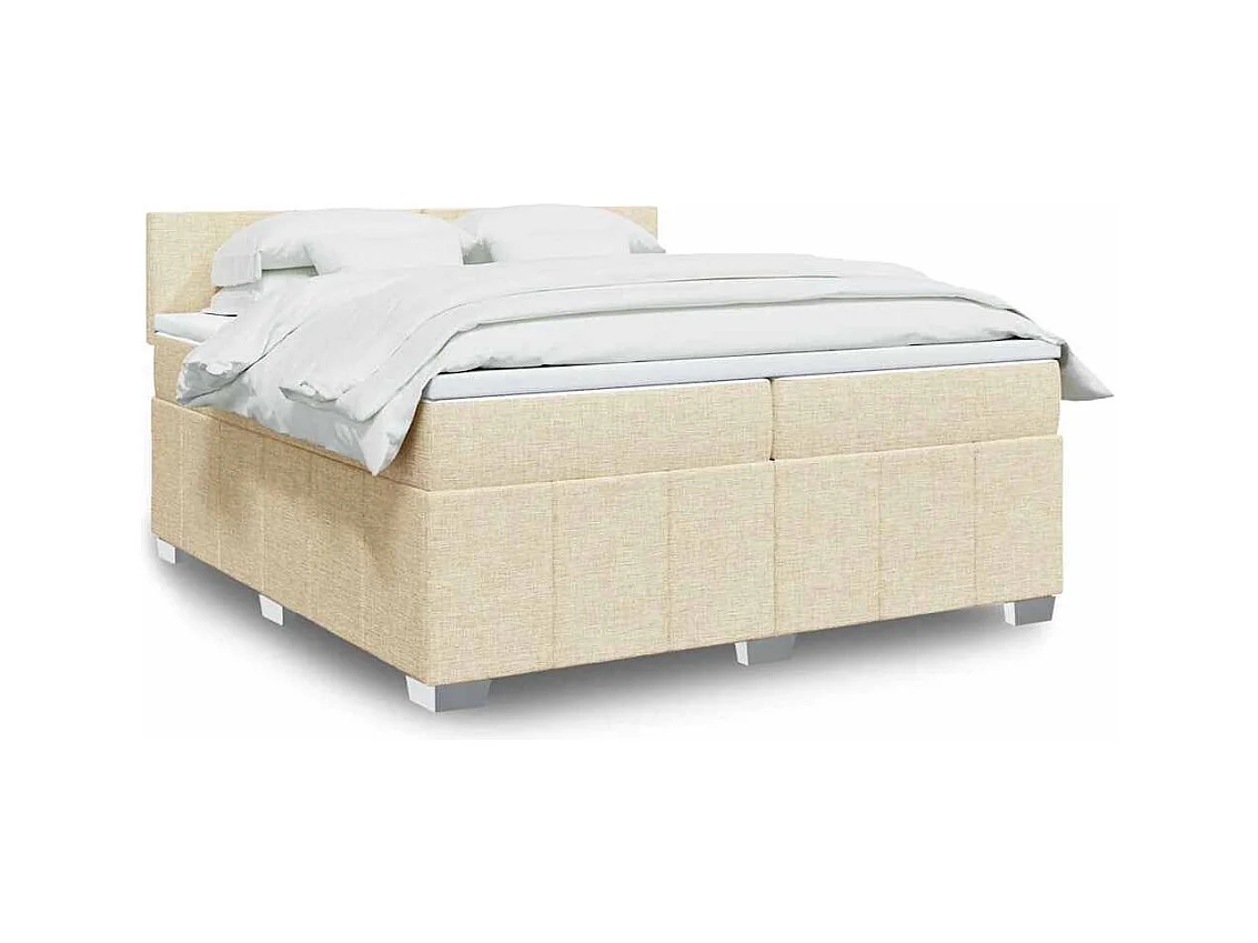Sommier à lattes de lit avec matelas Crème 200x200 cm Tissu