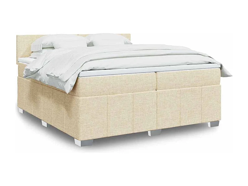 Sommier à lattes de lit avec matelas Crème 200x200 cm Tissu