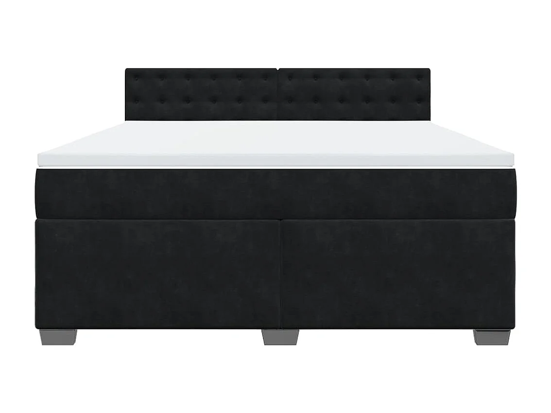 Cama box spring con colchón terciopelo negro 180x200 cm