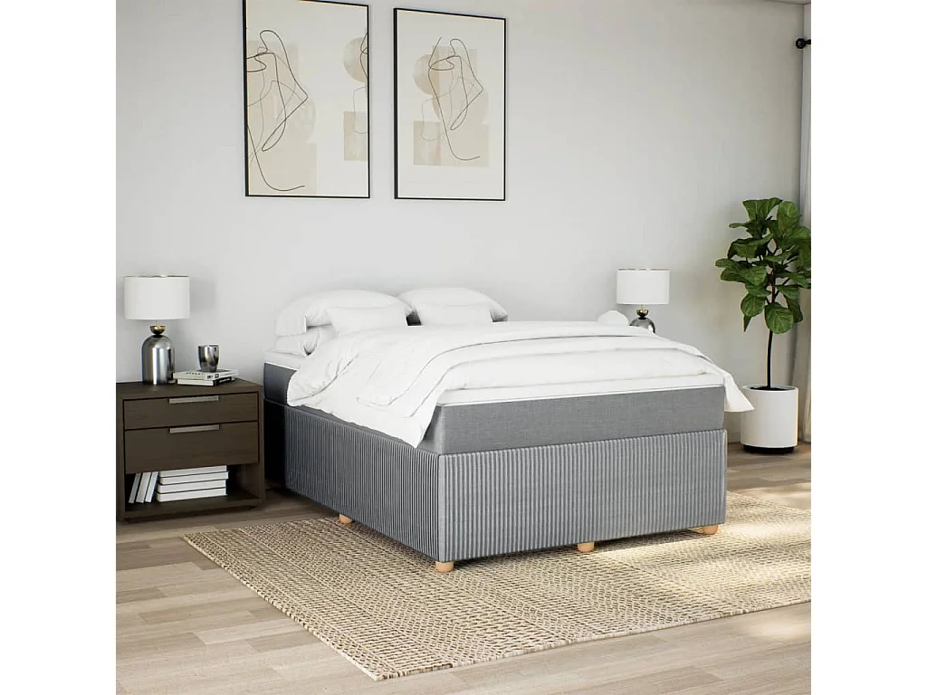 Sommier à lattes de lit avec matelas Gris clair 140x200cm Tissu
