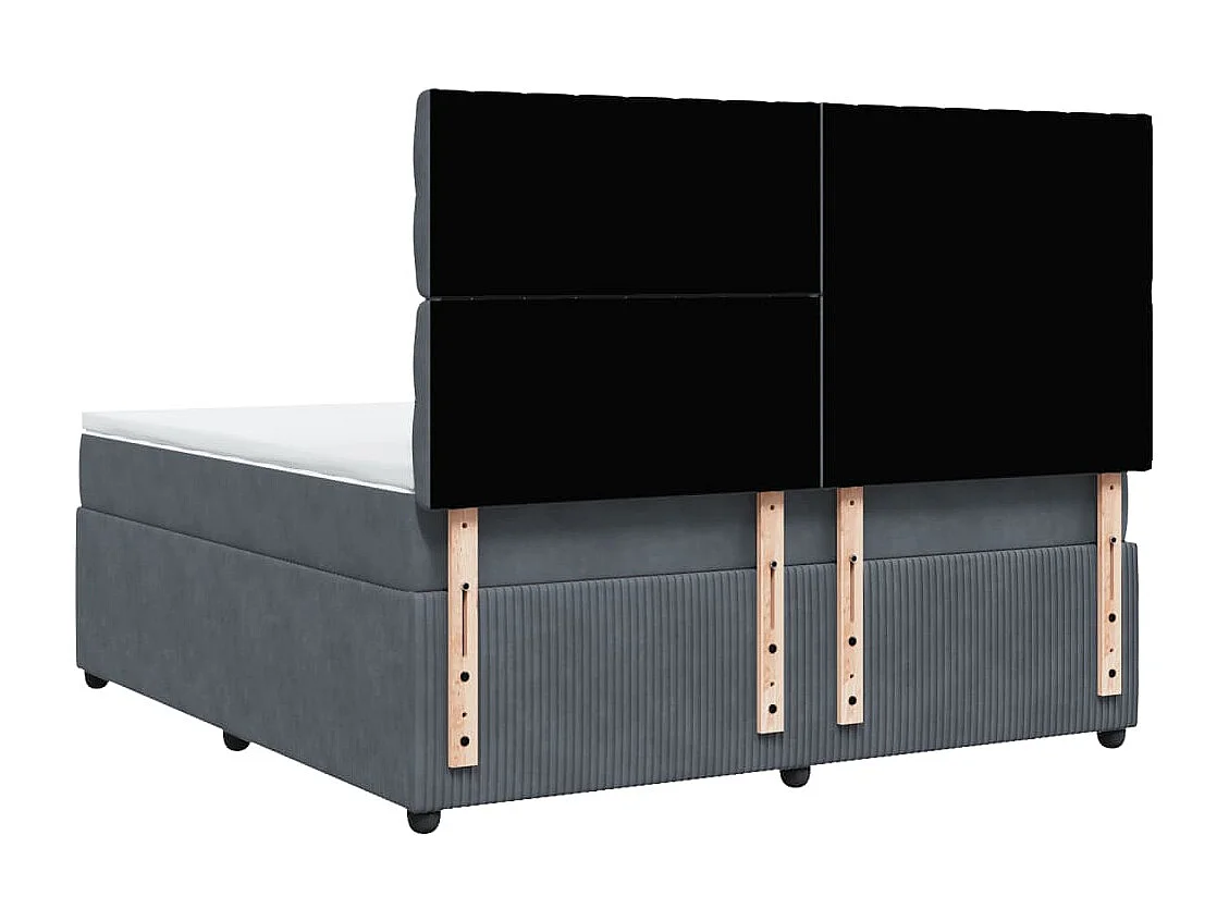 Cama box spring con colchón terciopelo gris oscuro 180x200 cm