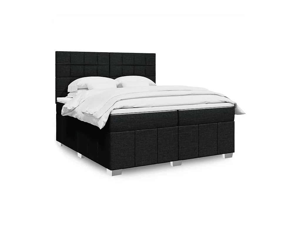 Sommier à lattes de lit avec matelas Noir 200x200 cm Tissu