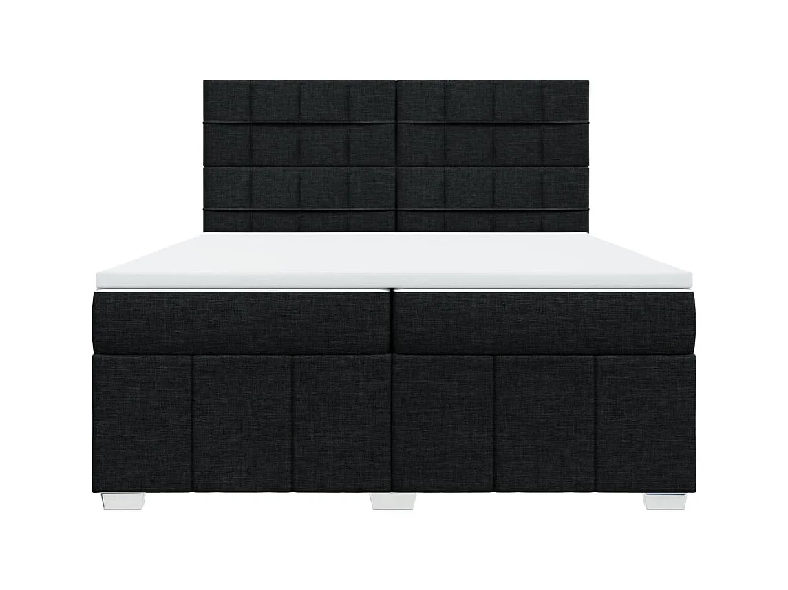 Cama box spring con colchón tela negro 200x200 cm