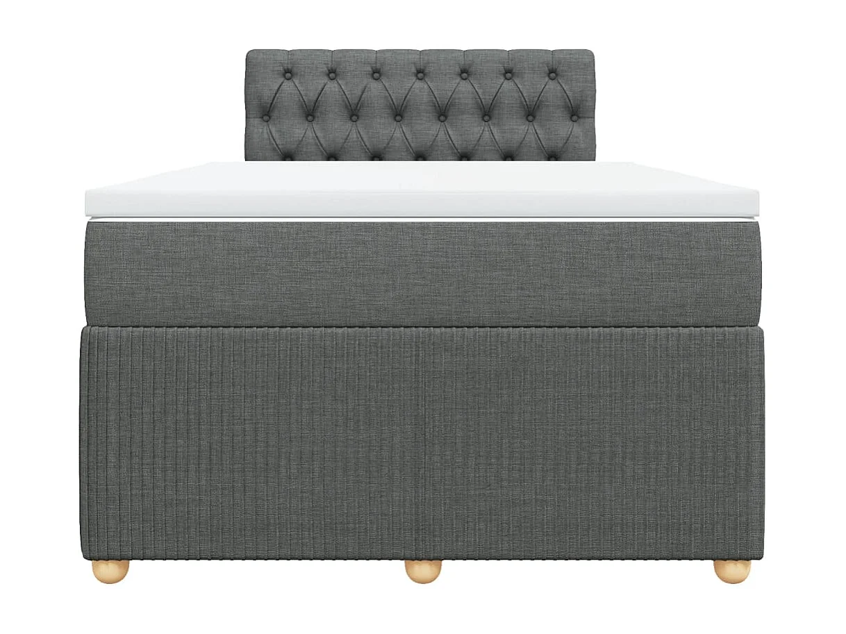 Sommier à lattes de lit avec matelas gris foncé 120x190cm tissu