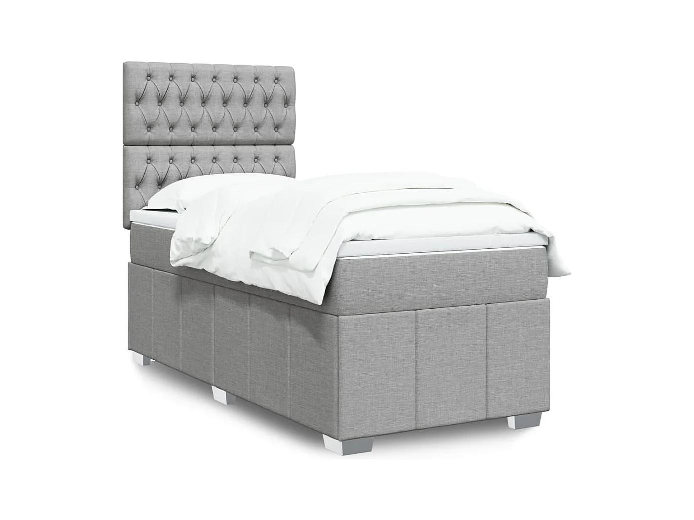 Sommier à lattes de lit avec matelas Gris clair 90x200 cm Tissu