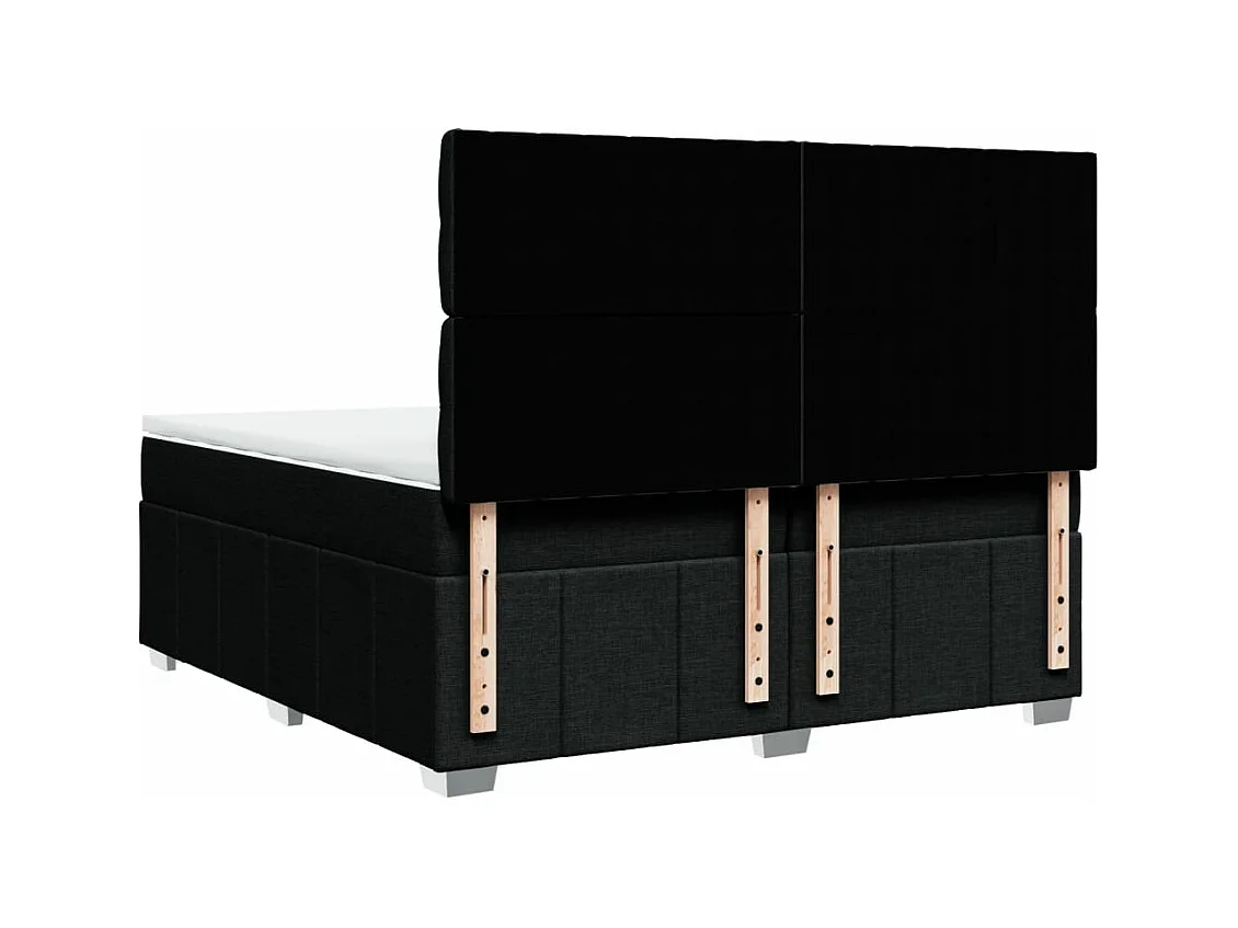 Sommier à lattes de lit avec matelas Noir 200x200 cm Tissu