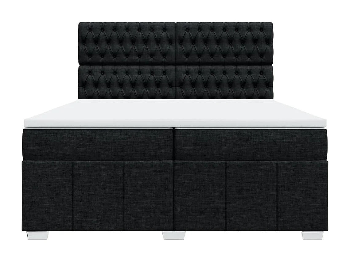 Cama box spring con colchón tela negro 200x200 cm