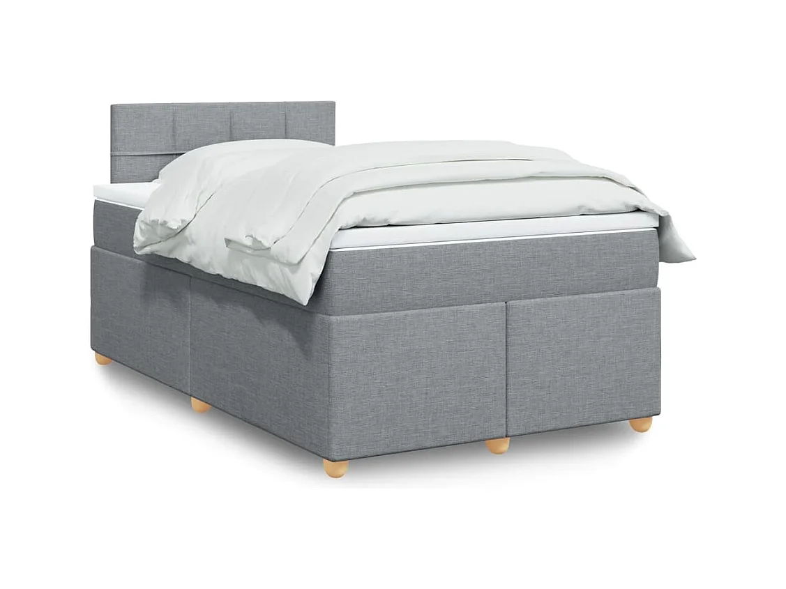 Sommier à lattes de lit et matelas gris clair 120x190 cm tissu