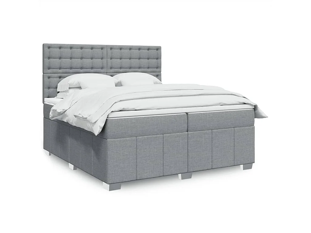 Sommier à lattes de lit avec matelas Gris clair 200x200cm Tissu