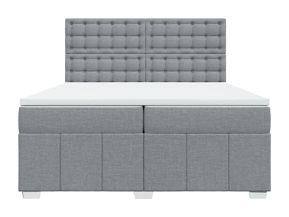 Sommier à lattes de lit avec matelas Gris clair 200x200cm Tissu