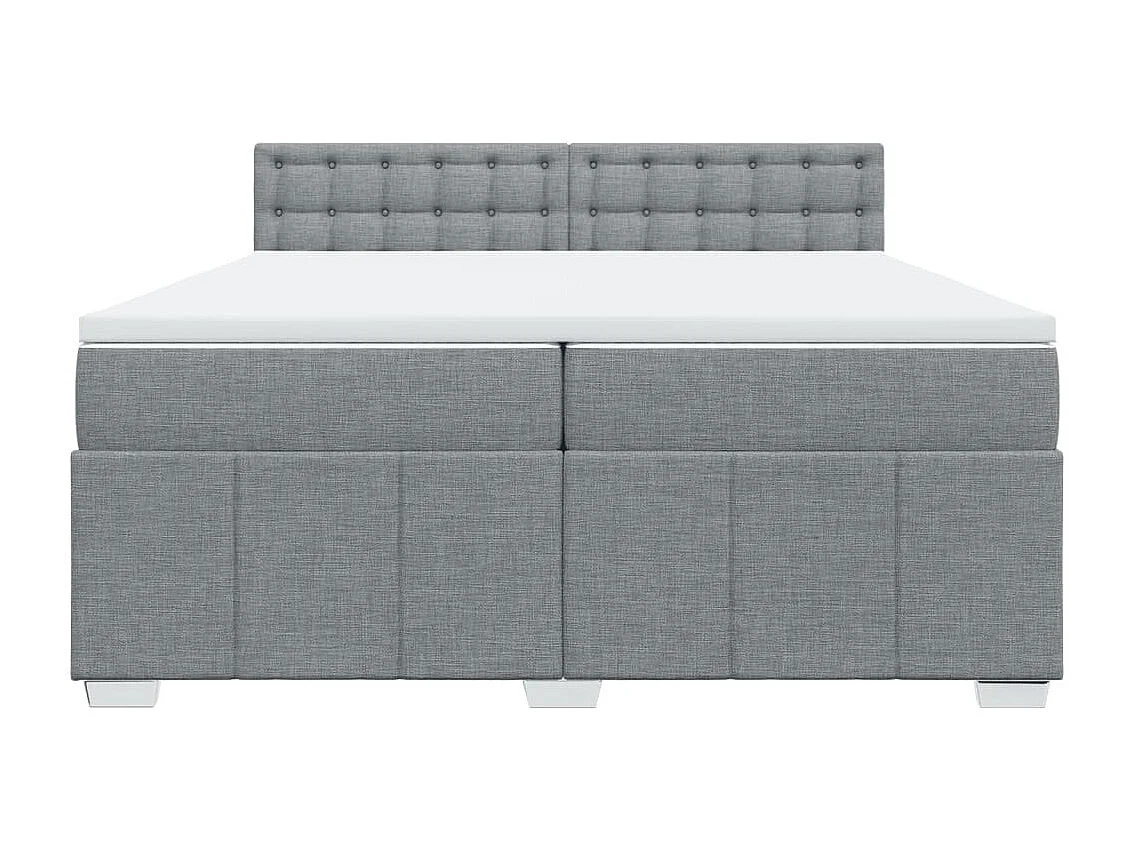 Sommier à lattes de lit avec matelas Gris clair 200x200cm Tissu