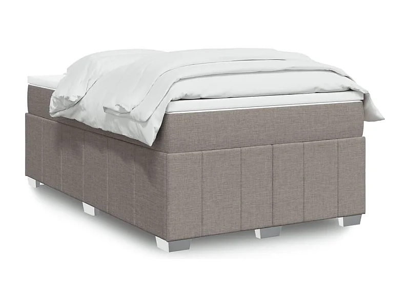 Cama box spring con colchón tela gris taupe 120x190 cm