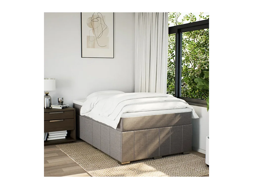 Cama boxspring c/ colchão 120x190cm tecido castanho-acinzentado
