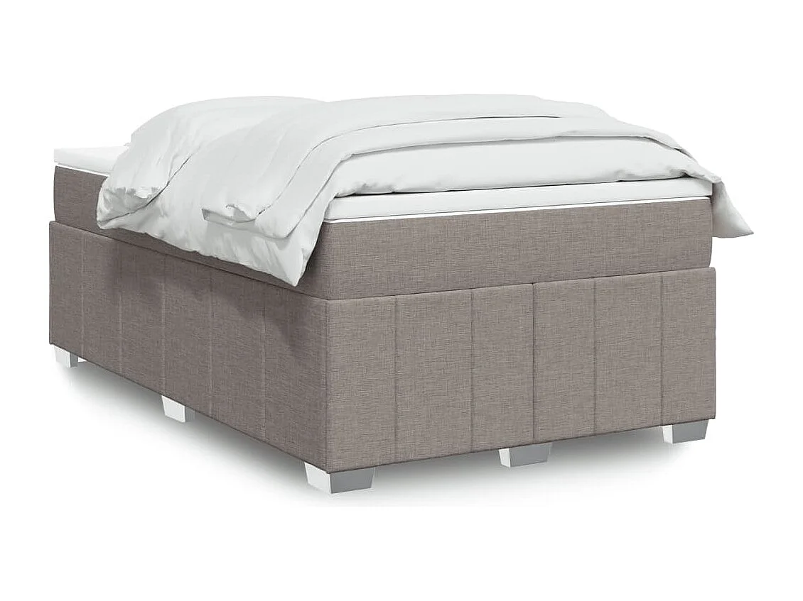 Cama box spring con colchón tela gris taupe 120x190 cm