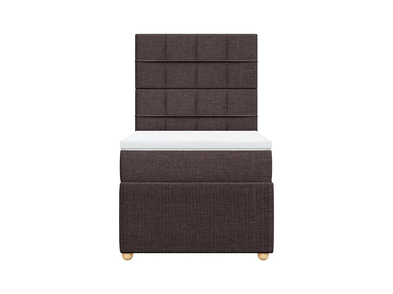 Cama box spring con colchón tela marrón oscuro 90x200 cm