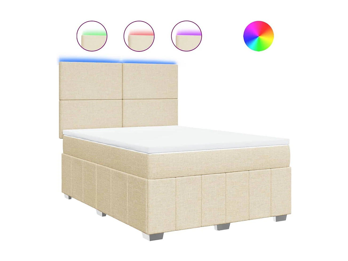 Sommier à lattes de lit avec matelas Crème 140x200 cm Tissu