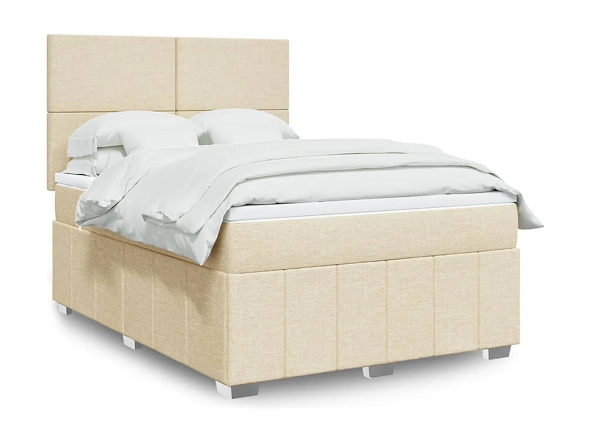 Sommier à lattes de lit avec matelas Crème 140x200 cm Tissu