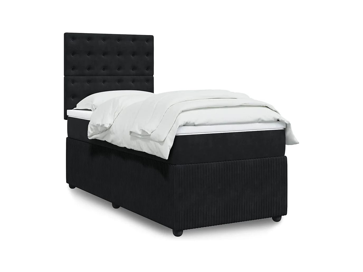 Sommier à lattes de lit avec matelas Noir 90x200 cm Velours