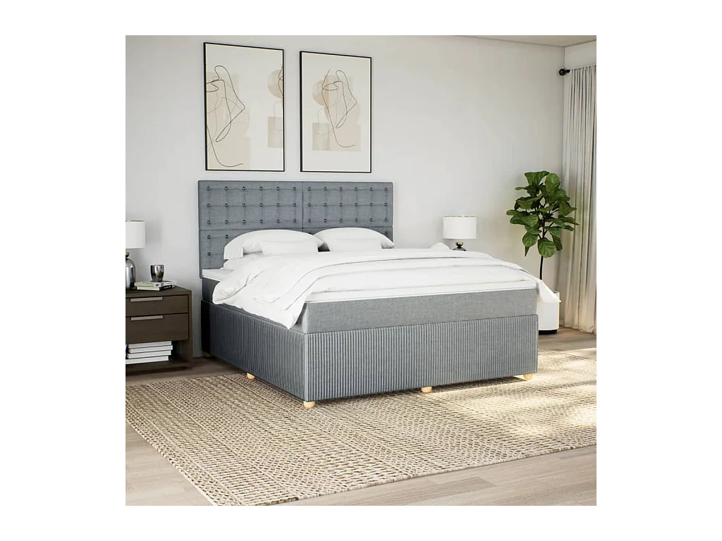 Sommier à lattes de lit avec matelas Gris clair 180x200cm Tissu