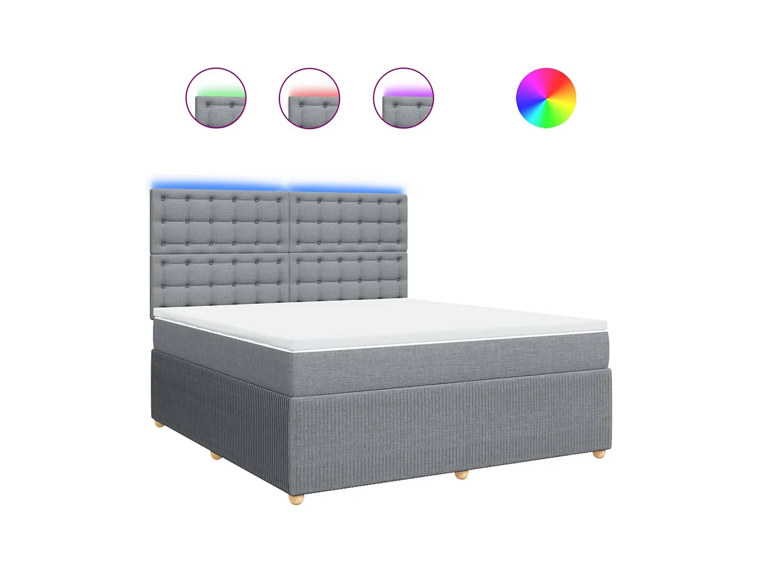 Sommier à lattes de lit avec matelas Gris clair 180x200cm Tissu