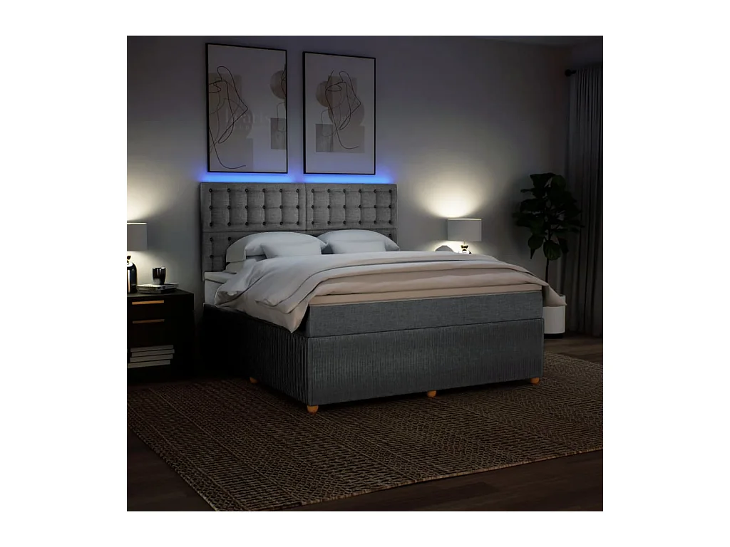 Sommier à lattes de lit avec matelas Gris clair 180x200cm Tissu