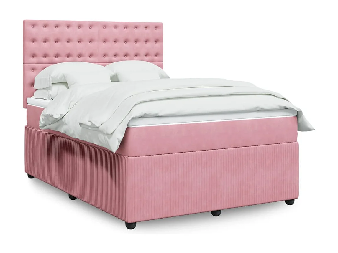 Cama com molas/colchão 140x190 cm veludo rosa