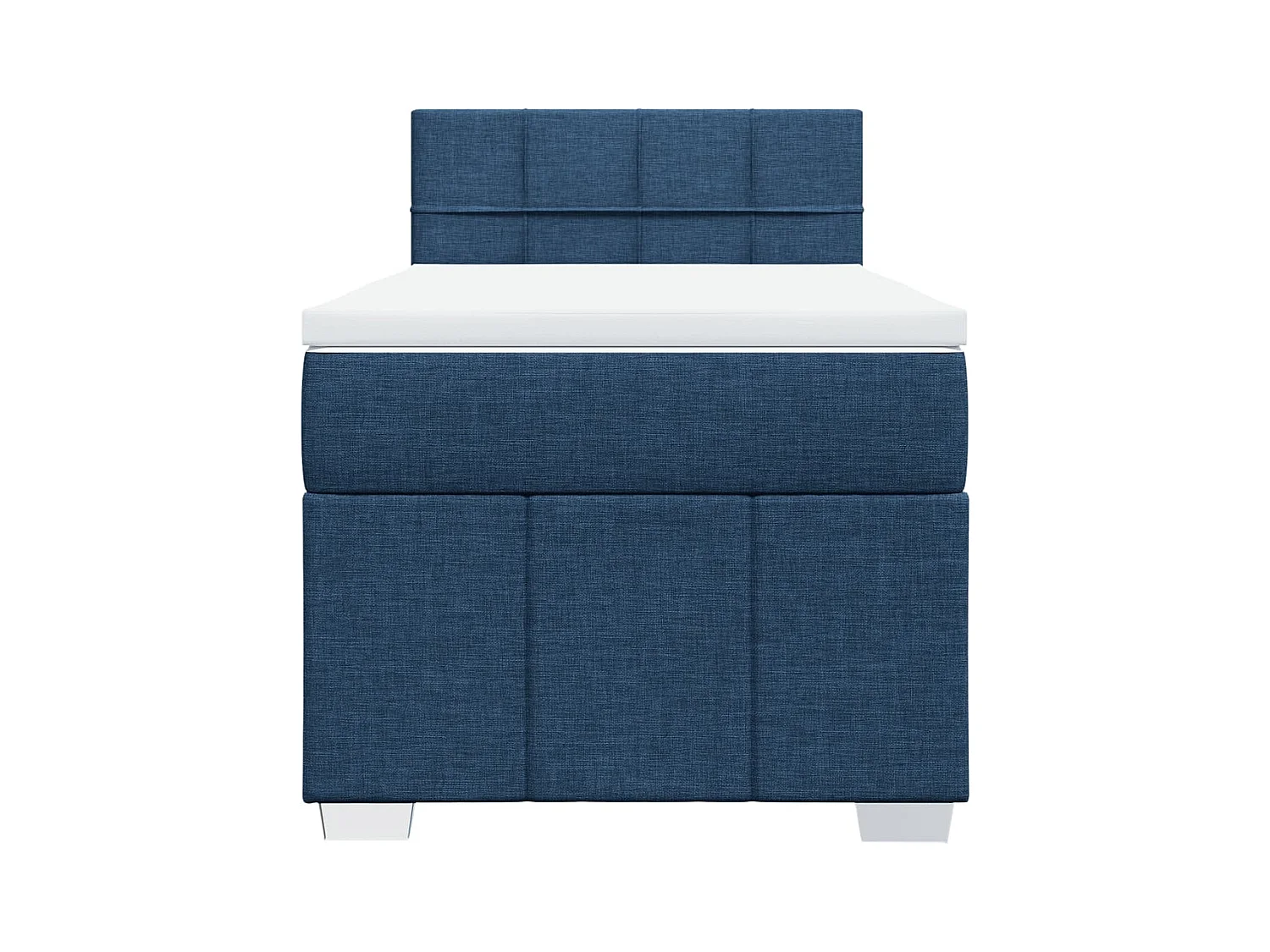 Cama box spring con colchón tela azul 100x200 cm