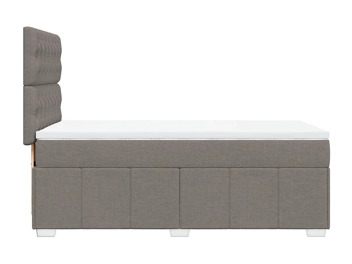 Cama box spring con colchón tela gris taupe 90x190 cm