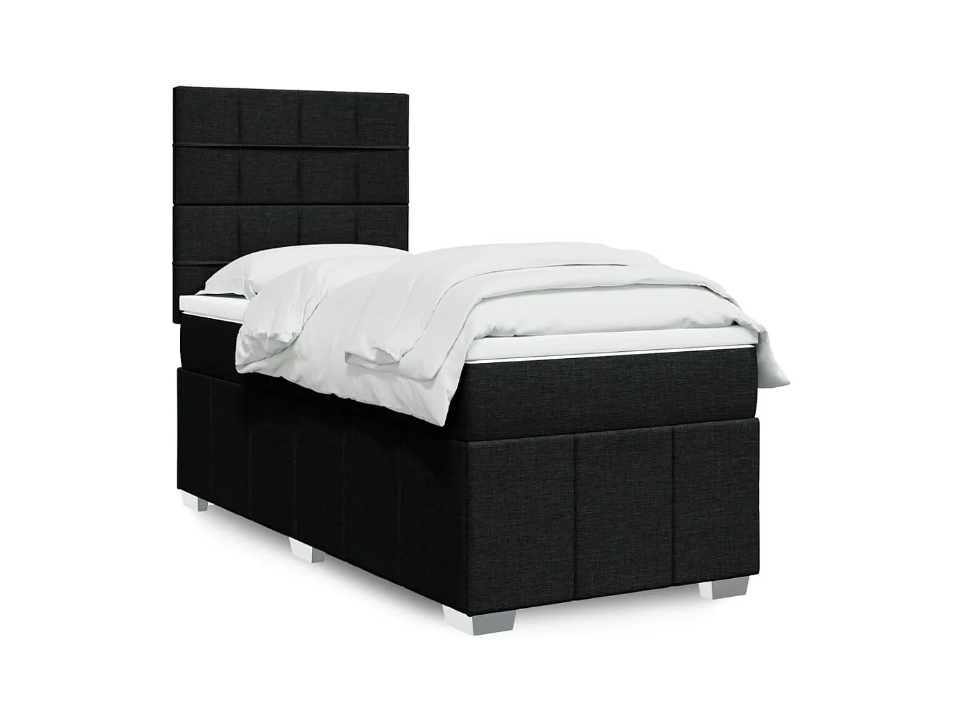 Cama box spring con colchón tela negro 90x190 cm