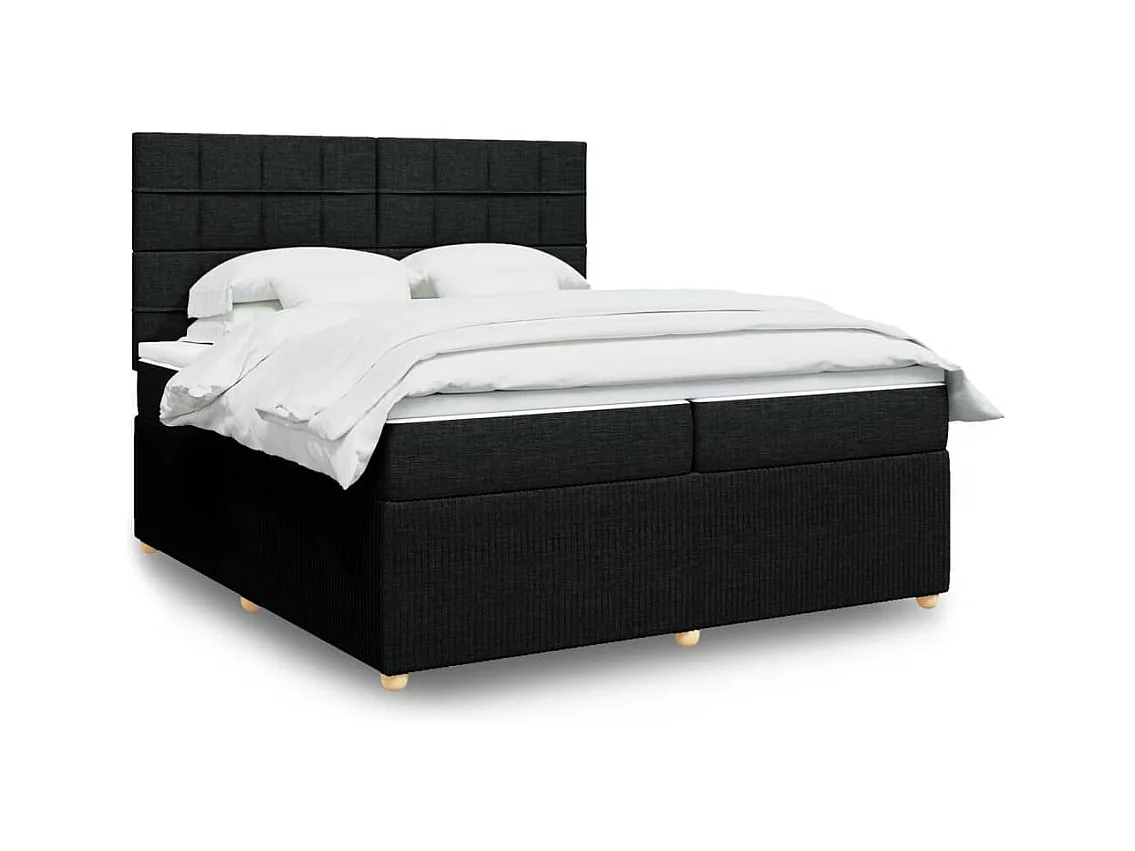 Sommier à lattes de lit avec matelas Noir 200x200 cm Tissu