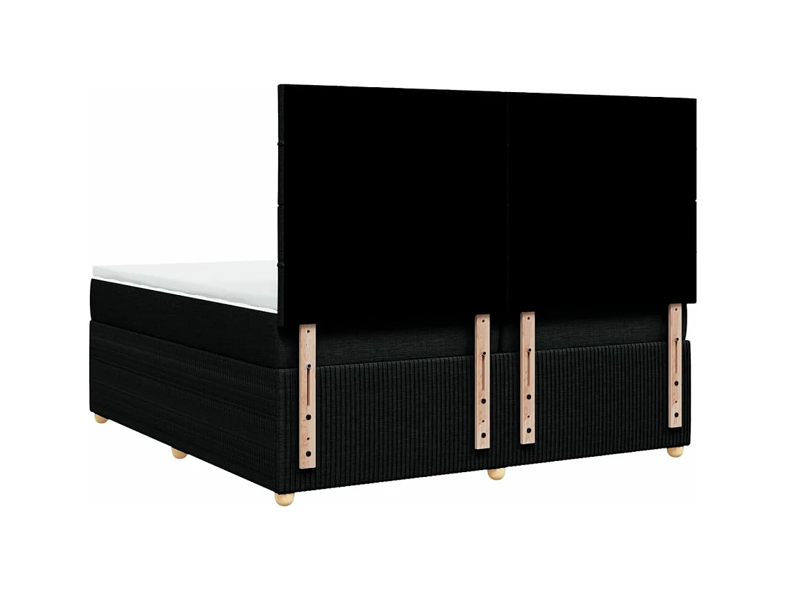 Cama box spring con colchón tela negro 200x200 cm