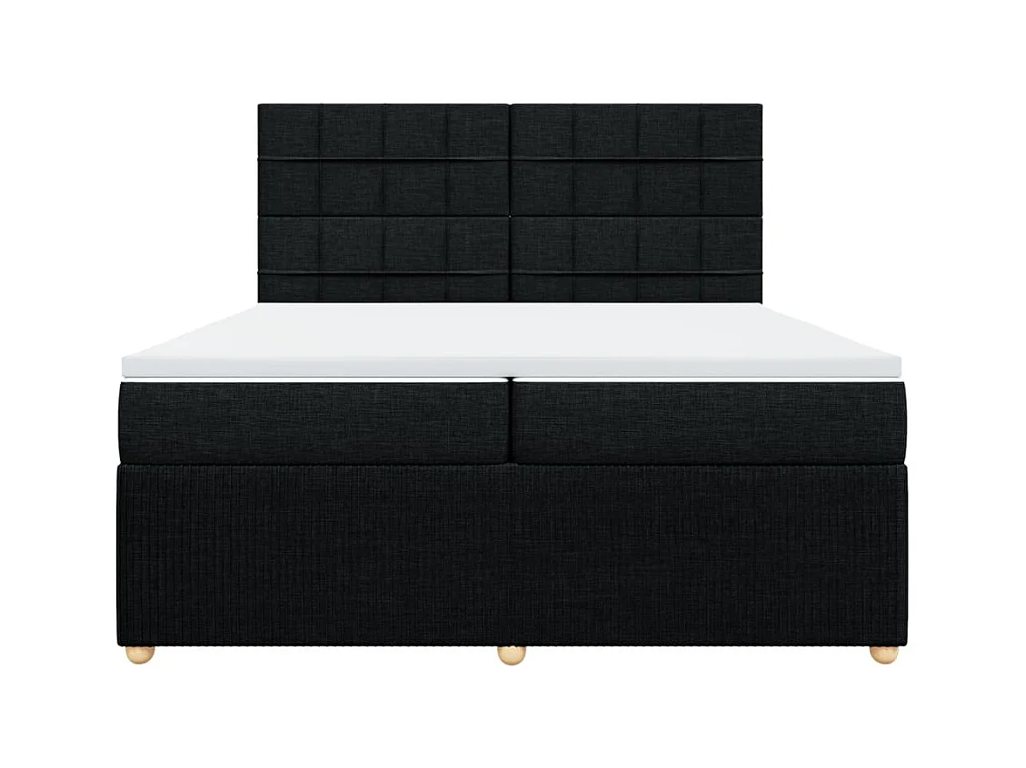 Cama box spring con colchón tela negro 200x200 cm