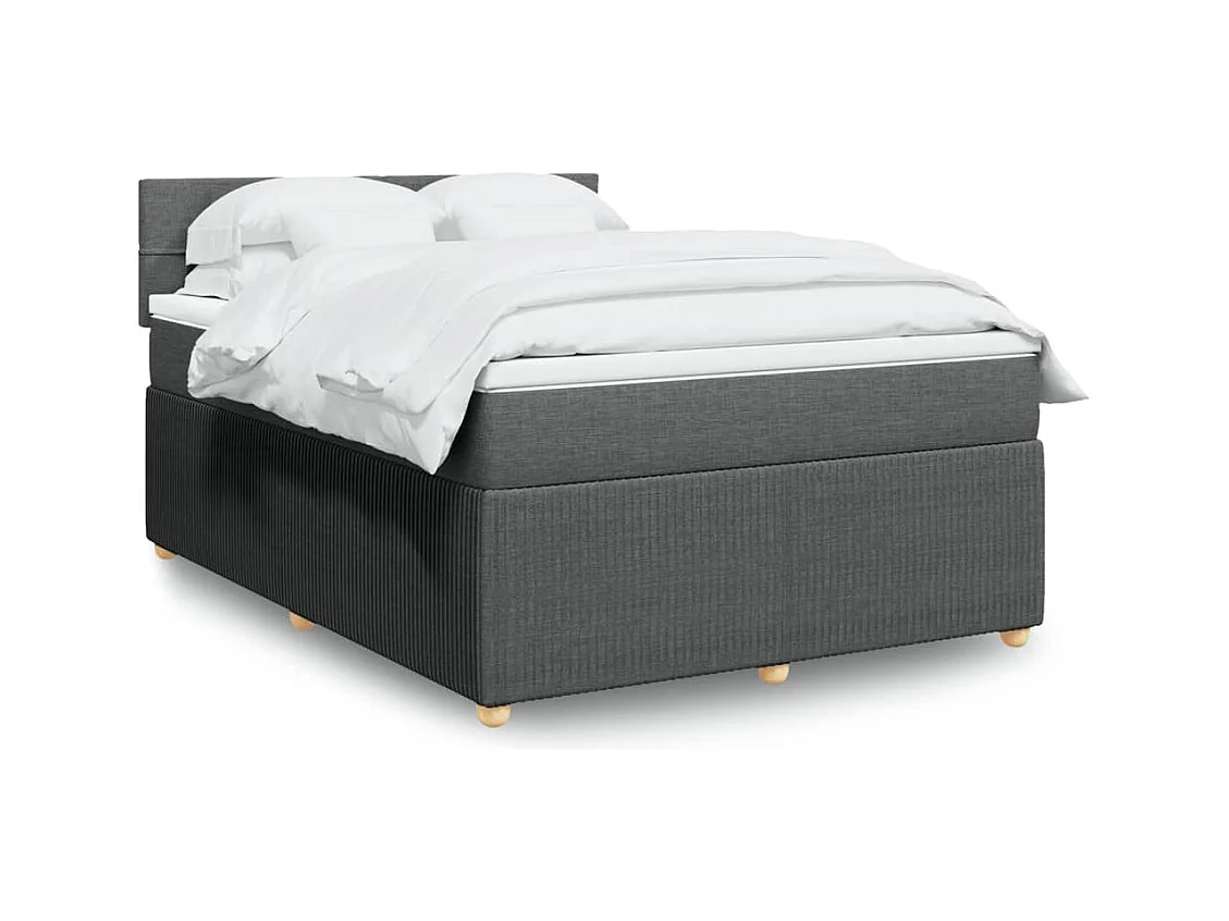 Sommier à lattes de lit avec matelas Gris foncé 140x190cm Tissu